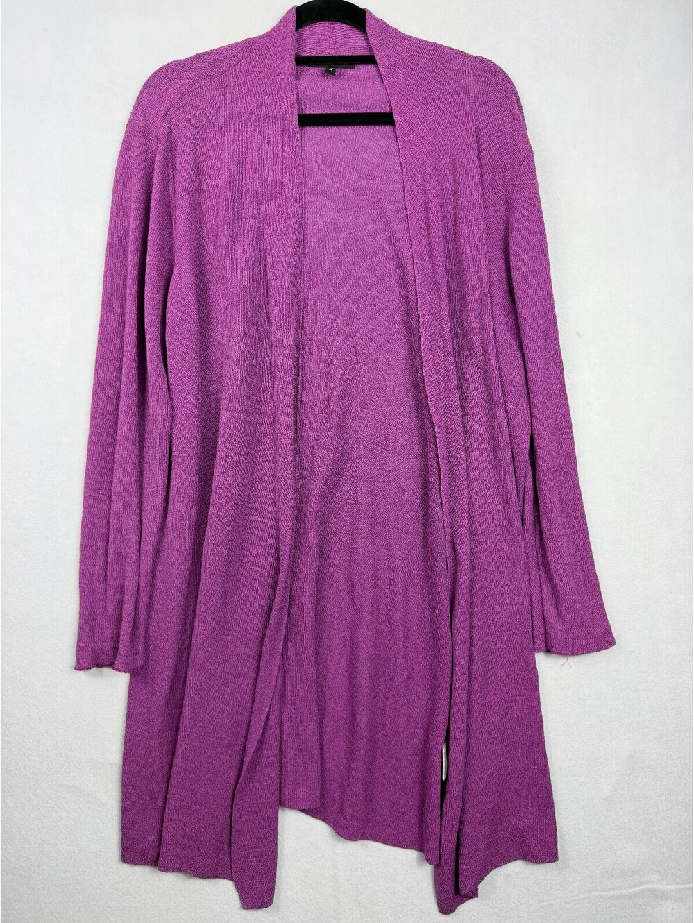 Eileen Fisher Womens Cardigan Sz XL Purple Open Front Linen Knit Duster